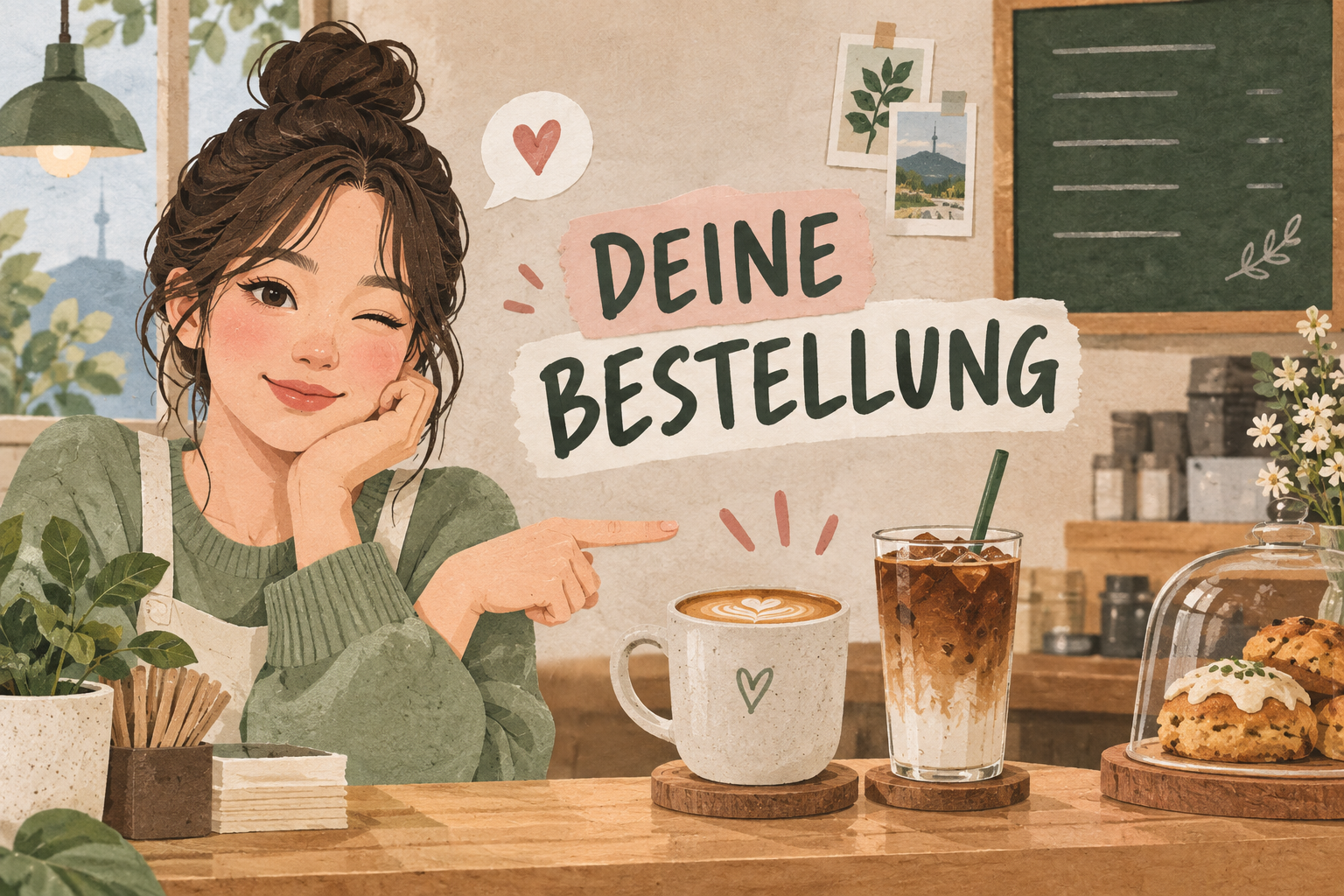 Cafés in Korea: Bestellung an der Theke als Illustration