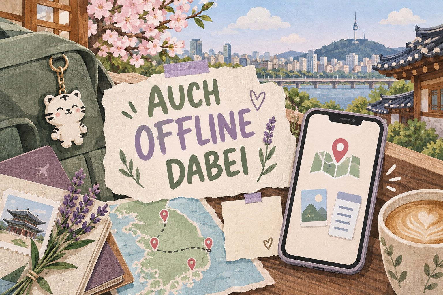 Handy mit gespeicherten Reiseinformationen und Karte