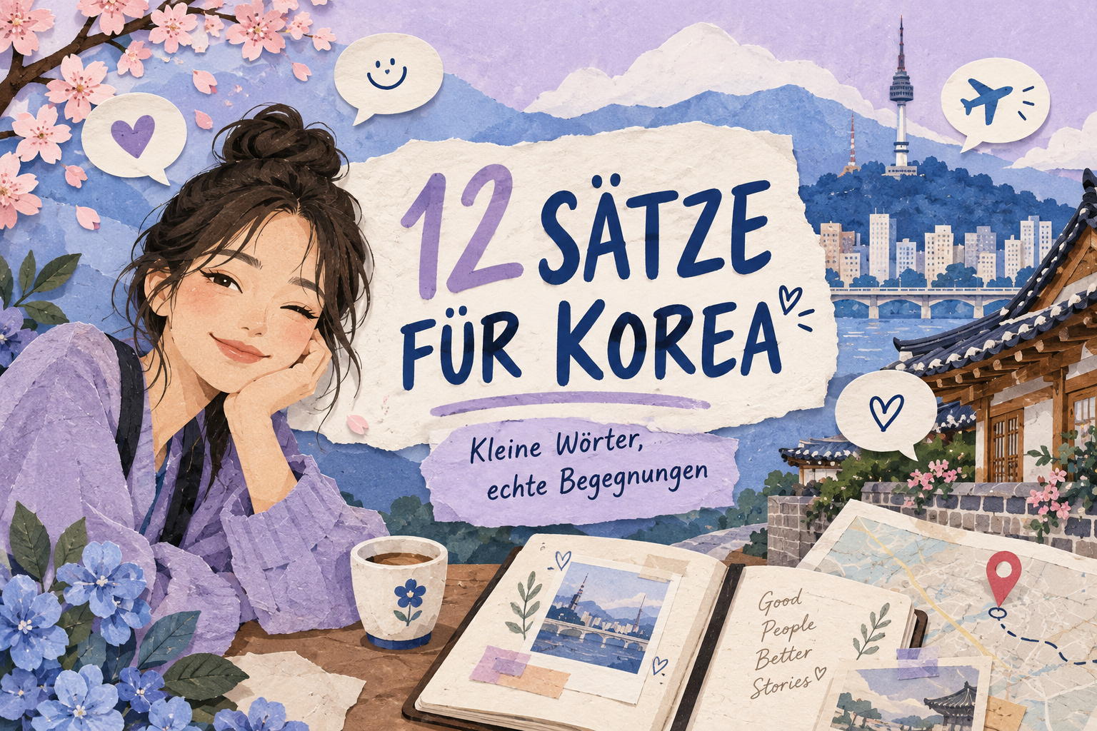 Koreanisch für die Reise: KI-Poster mit zwölf praktischen Sätzen