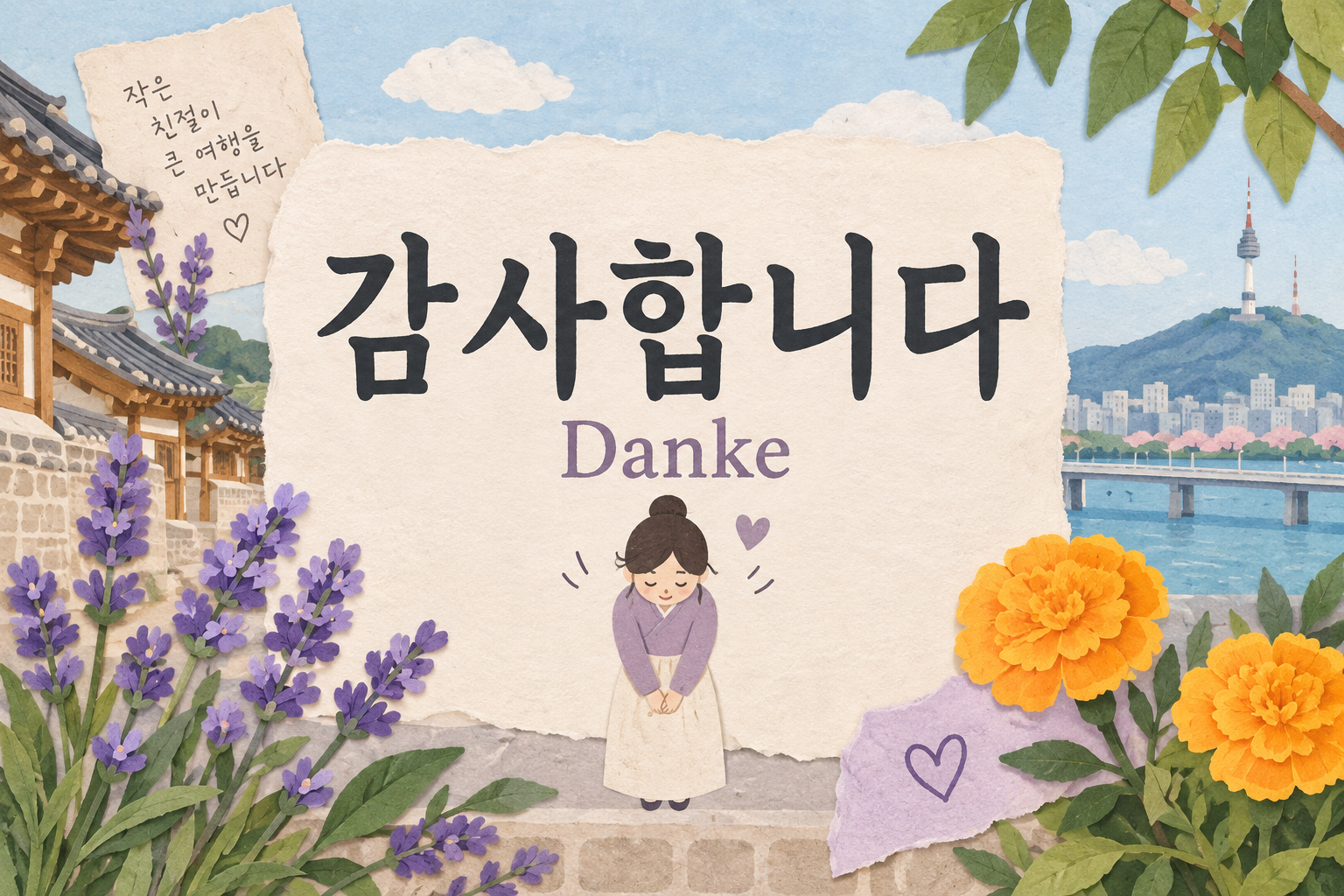 Lernkarte: 감사합니다 bedeutet Danke