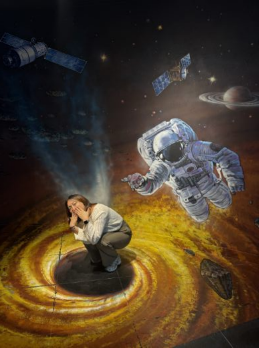 Muju: mein Foto vor einer Weltraumdarstellung im Bandi-Museum