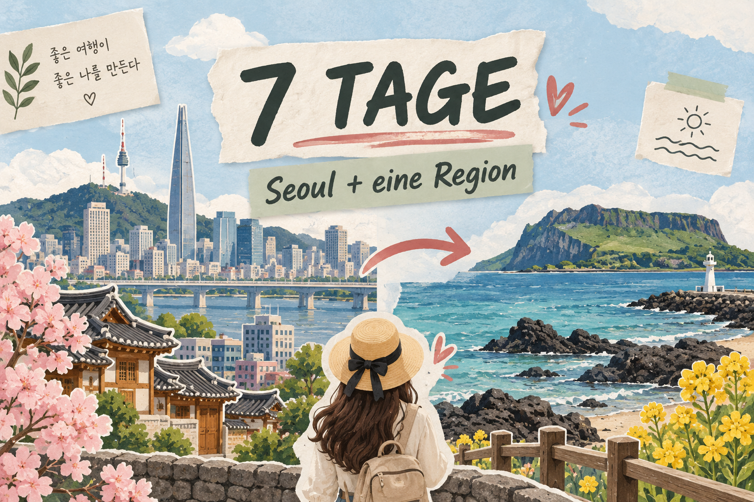 Korea-Reiseroute für sieben Tage als Illustration
